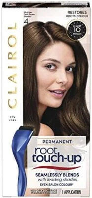 Clairol Root Touch-Up Permanent Hair Dye, 4 Dark Brown, Full Coverage and Easy