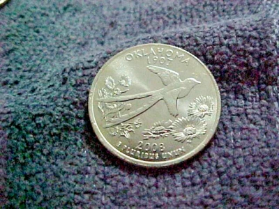 2008 P OKLAHOMA STATE QUARTER FROM MINT ROLL BU - Image 1 of 2