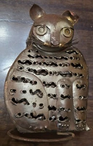 6" Metal Cat Tea Light Holder Home Decor Animal Lover Felines Are Forever - Picture 1 of 9