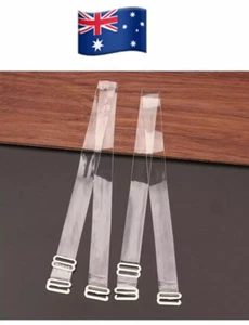 1 Pair Ladies Invisible Bra Straps Transparent Elastic Shoulder Strap Adjustable - Picture 1 of 4