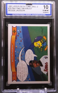 Reggie Jackson 1991 Upper Deck Comic Ball 2 #79 Batting Twoubles Tweety ISA 10 - Picture 1 of 3