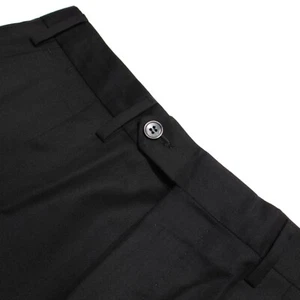 Germano NWT Dress Pants Size 48 32 US Solid Black 100% Wool - Picture 1 of 16