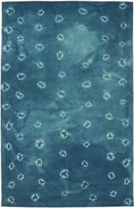 Blue Hand-Tufted Tie-Dye Rug Contemporary Bedroom Decor Modern Carpet 5x8 ft - Picture 1 of 14