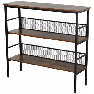 3-Tier Rustic Entryway Console Table Industrial Storage Shelf for Living Room - Picture 1 of 8