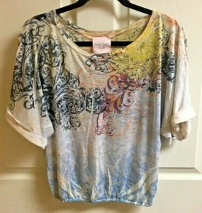 Romeo & Juliet Couture Sheer Dolman Embellished Sleeve Blouse Size XS  - Picture 1 of 6