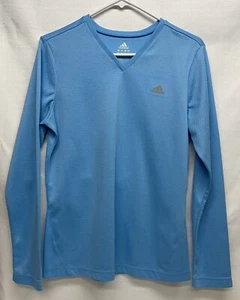 Adidas Women's V-Neck Long Sleeves Run Performance Athletic Blue Size Medium - Picture 1 of 4