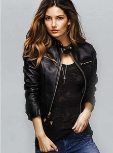 Womens Leather Motorcycle New Jacket Genuine Lambskin Women Biker Coat S M 162 - Picture 1 of 2