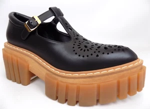 Stella McCartney Women Mary Janes Black Leather Platform Shoes Size 8.0 Med - Picture 1 of 12