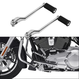 2x Chrome Left Heel Toe Shift Lever Pedals Fit For Harley Touring 1988-UP - Picture 1 of 13