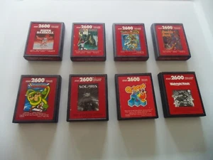 LOT 8 ATARI 2600 RED LABEL Video Games-Q-Bert Secret Quest Double Dunk - Picture 1 of 11