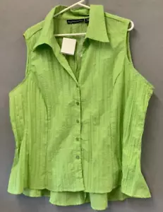 NWT Blue Diamond Plus Women’s Bright Green Button Up Tunic Style Blouse Size 24 - Picture 1 of 7