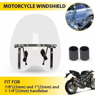 7/8" Windshield Windscreen For Kawasaki Vulcan VN500 750 800 900 1500 1600 2000 - Image 1 of 4
