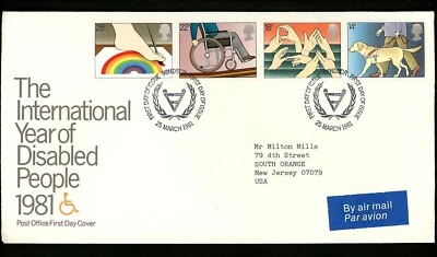 Postal History Great Britain FDC #937-940 Disabled handicapped persons dog 1981 - Image 1 of 3