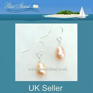 Petite Peach Freshwater Oval Pearl Earrings 7-8mm - Picture 1 of 1