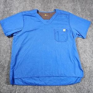 Carhartt Scrub Top Herren XL Kurzarm Blau Workwear Pocket Professional - Bild 1 von 14