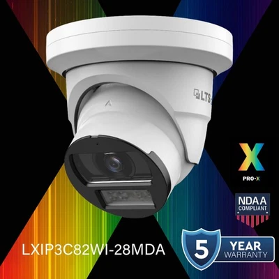 LXIP3C82WI-28MDA IP 8MP 2.8mm 98ft WDR Ai Smart Dual Light Mic NDAA Dome Camera - Image 1 of 4