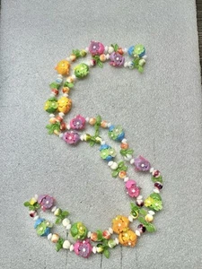 VTG 1950s Brightly. Colored Early Plastics FRUIT salad Flowers 36” Necklace  - Picture 1 of 9