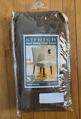 Sure Fit Furniture Covers Stretch Short Dining Chair Cover - Taupe Pinstripe NEW - Image 1 of 4