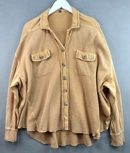 Free People Scout Jacke XS Carrot Ginger Oversized Waffelknopf Distressed - Bild 1 von 6