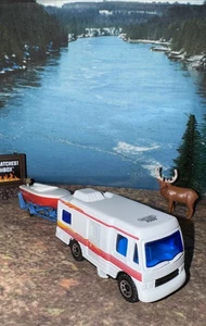 Matchbox GMC Motorhome W/ Opening Door & #48 Sport Boat W/ Outboard Brass Motor - Picture 1 of 17