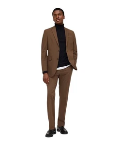 Kenneth Cole Mens Slim fit 2 Piece Suit 38 S / 31 Waist Brown Caramel Stretch - Picture 1 of 8