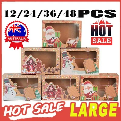 12/24/48X Christmas Cookie Box Kraft Paper Candy Gift Boxes Bags Food PackagiV$ - image 1 of 4