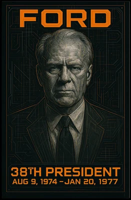 Gerald Ford 38th President of the United States Techno Schematic Poster - Image 1 of 4