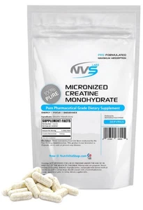 Monohidrato de creatina NVS 100 % 5000 mg (700 mg por cápsula) EE. UU. Envío gratuito - Imagen 1 de 2