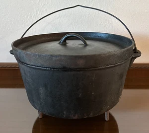 Vintage Gusseisen 3-Bein Camp Dutch Oven mit Deckel & Bügelgriff 13" x 9" - Bild 1 von 5