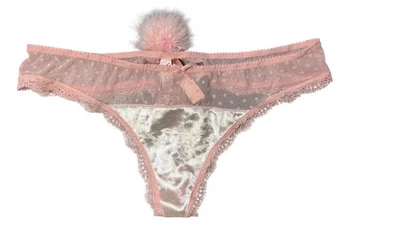 Tanga Victoria’s Secret Dream Angels para mujer mediana punto rosa encaje pompón arco nuevo con etiquetas Foto 1 de 3