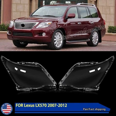 Pair Front Headlight Lampshade Lens Covers Replacement For Lexus LX570 2007-2012 Foto 1 de 4