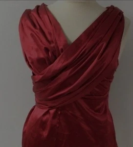 Making The Cut Draped Shoulder Crossover Red Satin Top Side Zip  NWT  Large - Picture 1 of 20