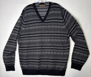 Merona 100% Italian Merino Wool Sweater Mens size XXL Geometric Pattern Warm - Picture 1 of 7