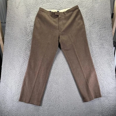 Pantalones de vestir vintage Polo Ralph Lauren para hombre 38x31 marrón lana tejido mezcla elástica Foto 1 de 4
