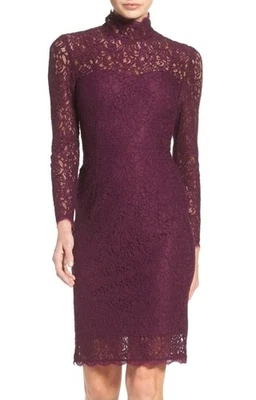 Adrianna Papell Women’s Mulberry Lace Sheath Dress Size 4 Long Sleeve NWT $169 - Image 1 of 4