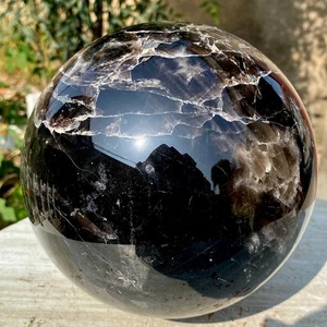 12LB Natural Rock Black Obsidian Crystal Sphere Ball Chakra Healing Stone - Picture 1 of 20