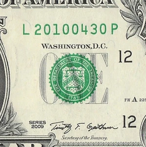 APR 30 2010 Birthday Fancy Serial Number Date Note One Dollar Bill 04 30 2010 - Picture 1 of 11