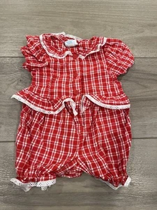 Vintage Osh Kosh B'Gosh Bubble Romper Red White Gingham 12 months - Picture 1 of 8
