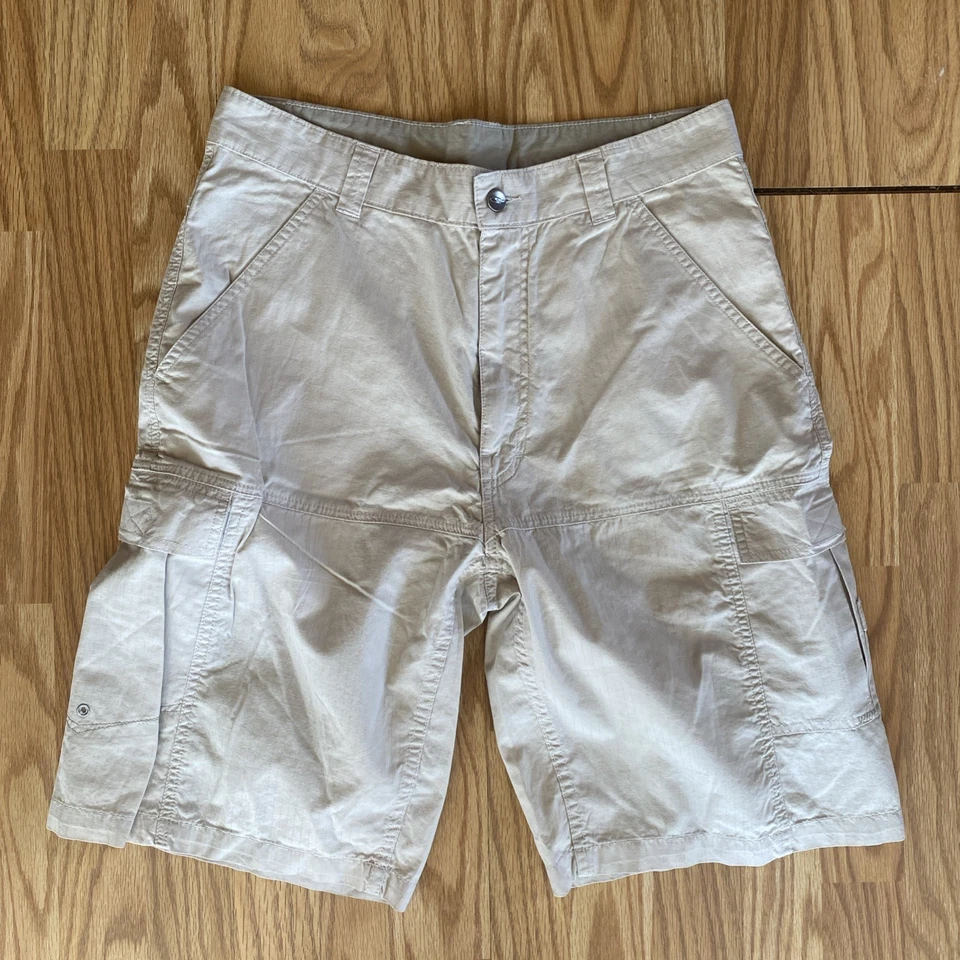 Y2K 男式 OP 运动工装短裤 32 码冲浪核心棉质米色 — 第 1/4 张图片