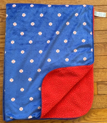 Just One You by Carters Blue Baseball SOFT Red Sherpa Baby Boy Blanket Foto 1 de 2