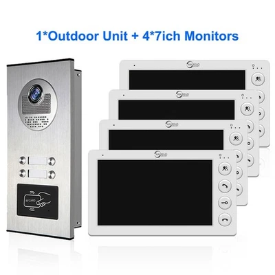 4 units 7inch monitor wired video Door phone kit indoor-outdoor video Apartment - Image 1 of 4