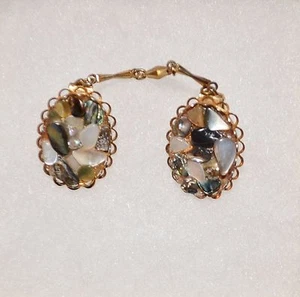 VINTAGE Gold with Opals Collar Sweater Brooch Pin Gift Idea - Picture 1 of 1