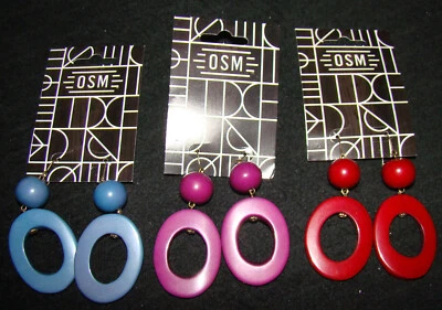 Global & Vine, OSM Collection - Plum, Red, Teal Blue OVAL Earring - Image 1 of 4