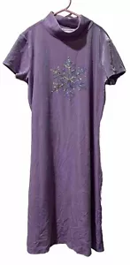 American Girl Soft as Snow Purple Velour Mock Neck Polly Dress Girls Size 14-16 - Picture 1 of 10