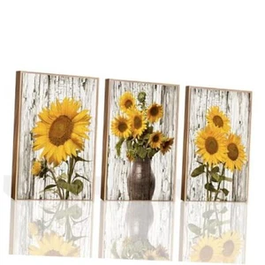 Sunflower Bathroom Decor Canvas Art for Gifts Women Canvas Wall 20x25cmx6 Pink - Picture 1 of 8