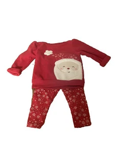 Carters Just One You Fleece Weihnachtsmann Shirt und Schneeflocke Leggings 9 Monate - Bild 1 von 3