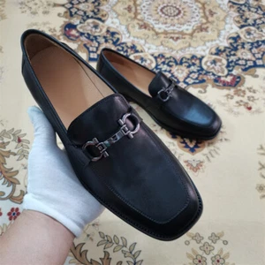 ItalianFerra gamoA+ Cowhide Business Casual Square Toe Leather Loafer Shoes Men - Picture 1 of 16