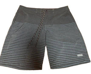 Fish Hippie Size 32 Drawstring Swim Trunks Black Blue - Picture 1 of 8