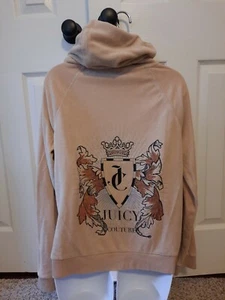 JUICY COUTURE TAN VELOUR AND GLITTER ZIP UP HOODIE - Picture 1 of 2