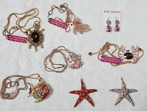 Betsey Johnson Colorful Rhinestone Necklace, Pendant, Earrings Lot (8) - Picture 1 of 13